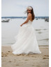 Ivory Cotton Polka Dot Organza Strapless Long Wedding Dress